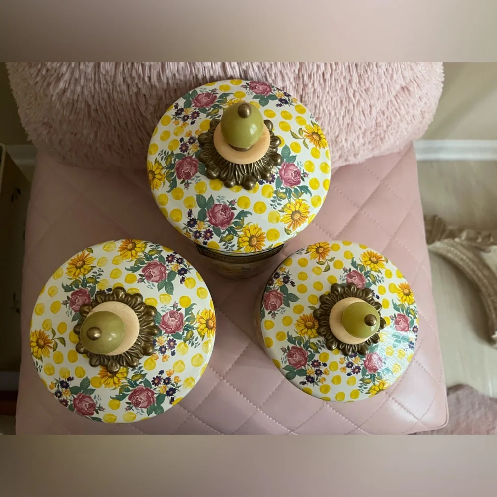 Mackenzie-Childs Retired NWT Buttercup Canister Set Small,Medium,Large 💕 - Picture 7 of 10